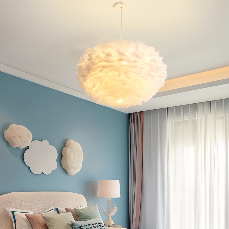 Handmade Adjustable Feather Pendant Light Chandelier