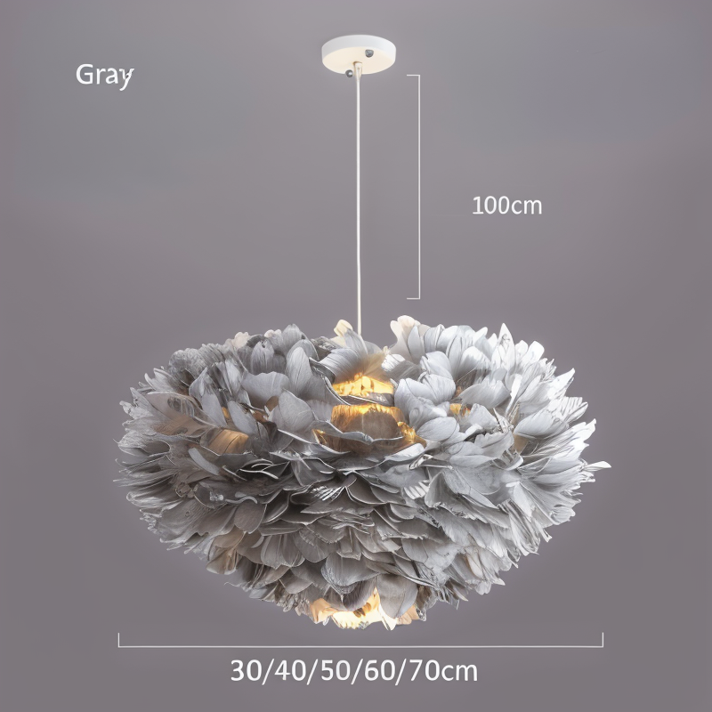 Handmade Adjustable Feather Pendant Light Chandelier