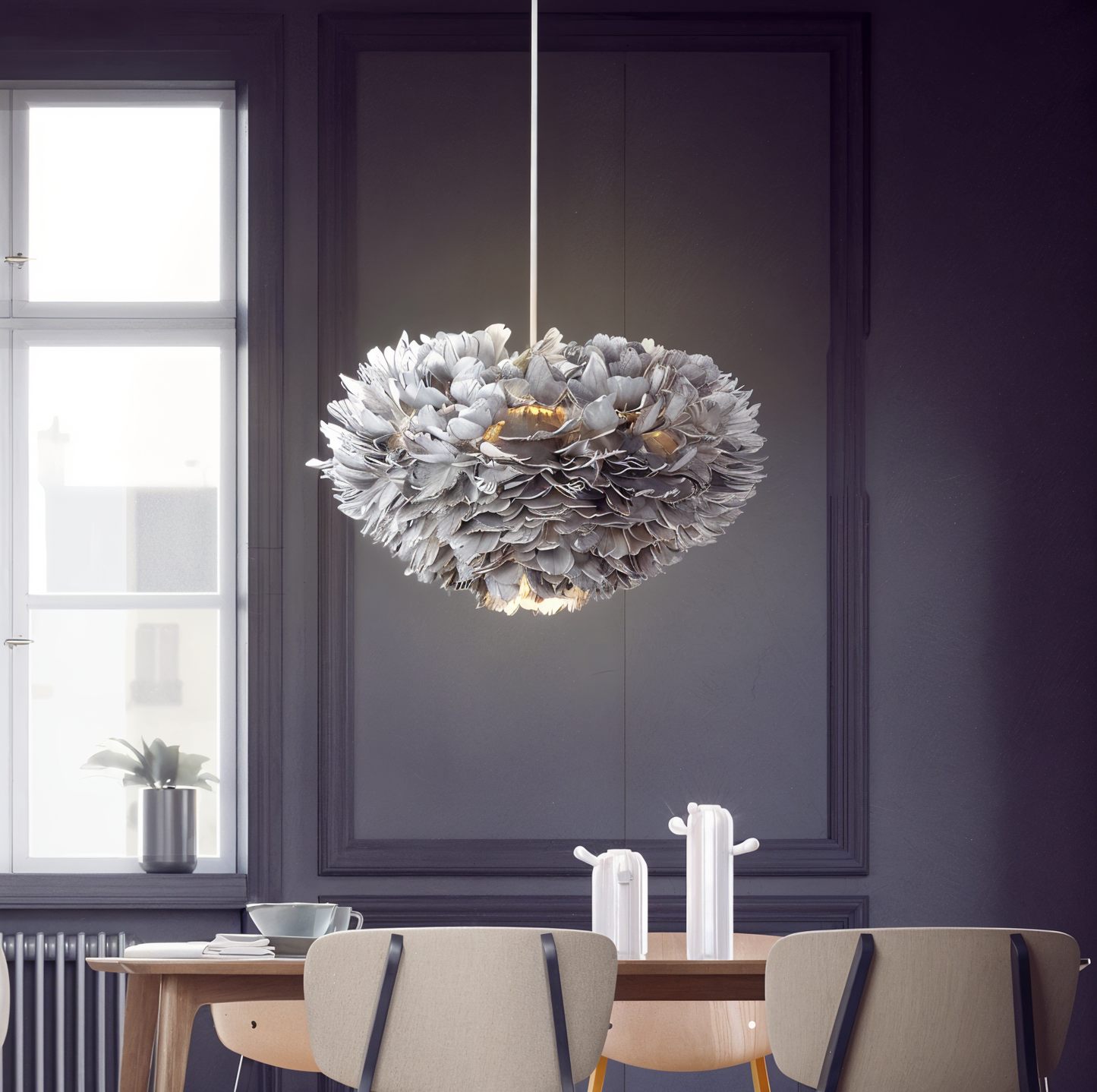 Handmade Adjustable Feather Pendant Light Chandelier