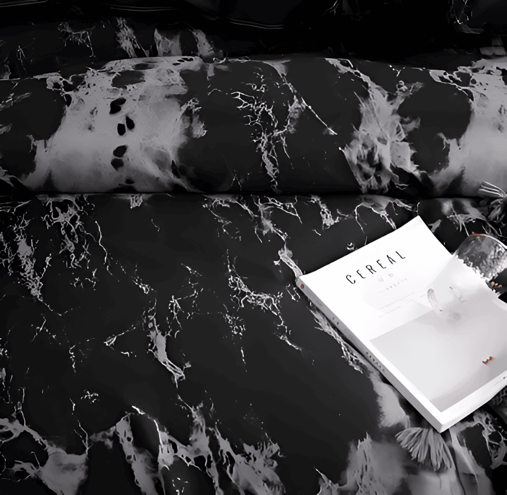 Luxury Black Marble 3-Piece Bedding Set in Soft Microfiber