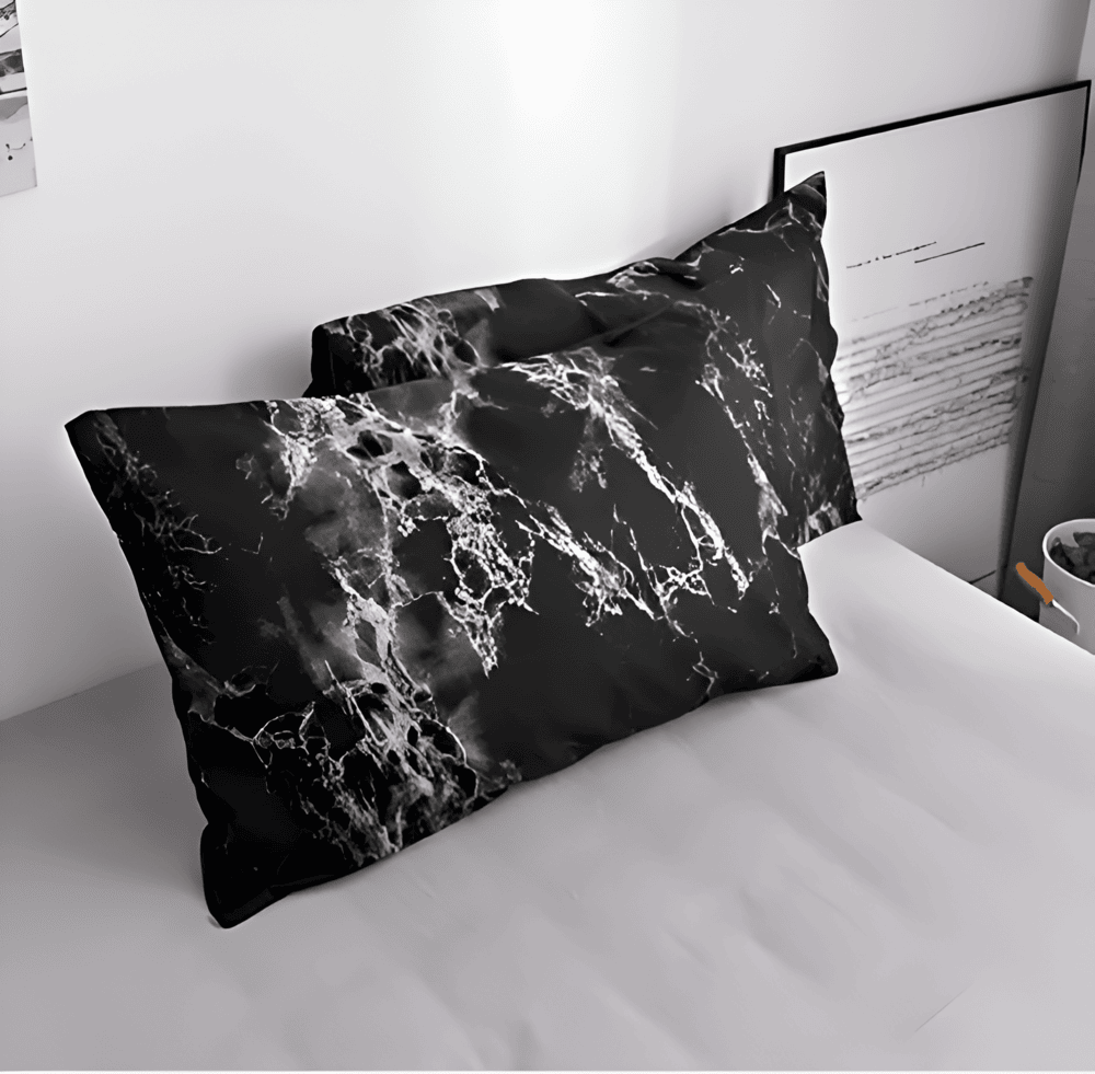 Luxury Black Marble 3-Piece Bedding Set in Soft Microfiber