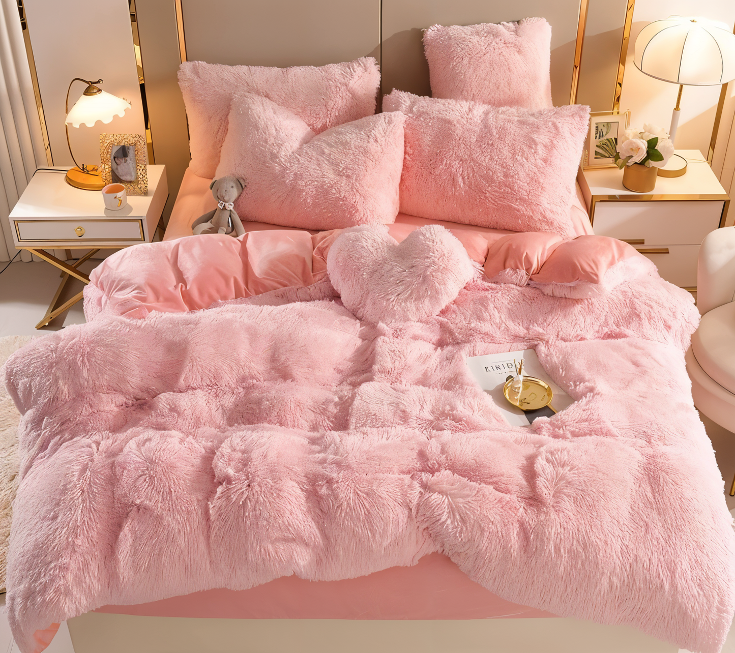 Plush Fleece All-Season Bedding Set with Duvet Cover and Pillowcases