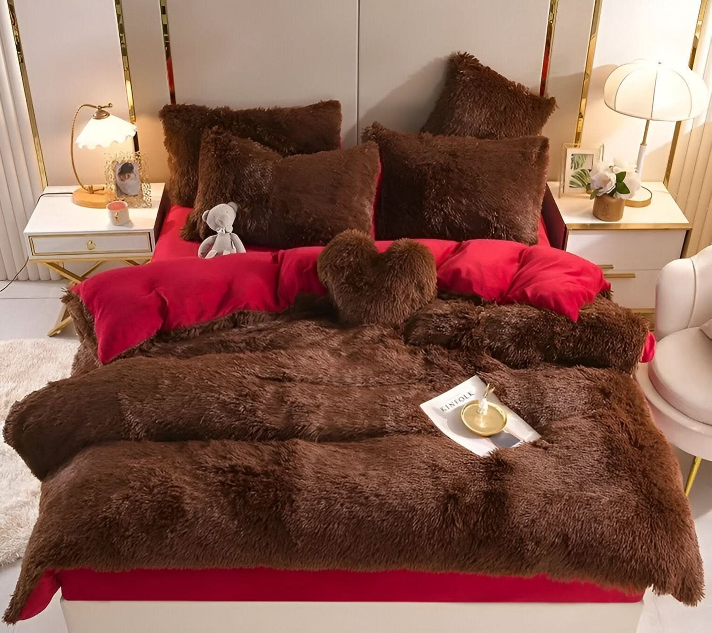 Plush Fleece Bedding Set with Duvet Cover and Pillowcases