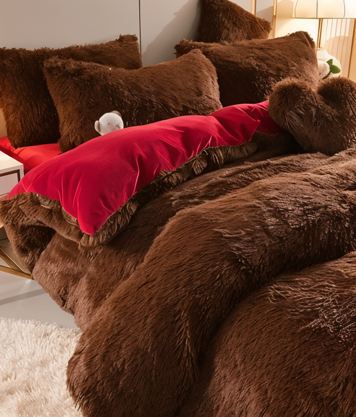 Plush Fleece Bedding Set with Duvet Cover and Pillowcases