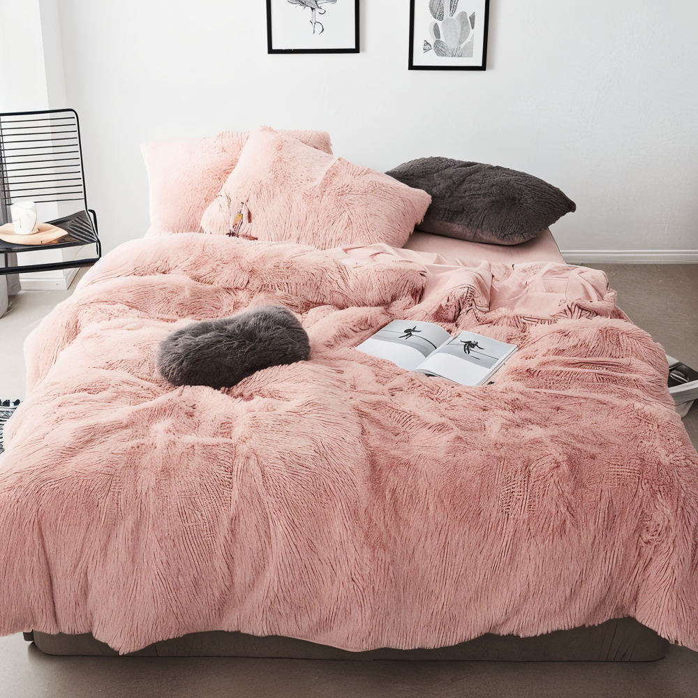 Plush Fleece Bedding Set with Duvet Cover and Pillowcases