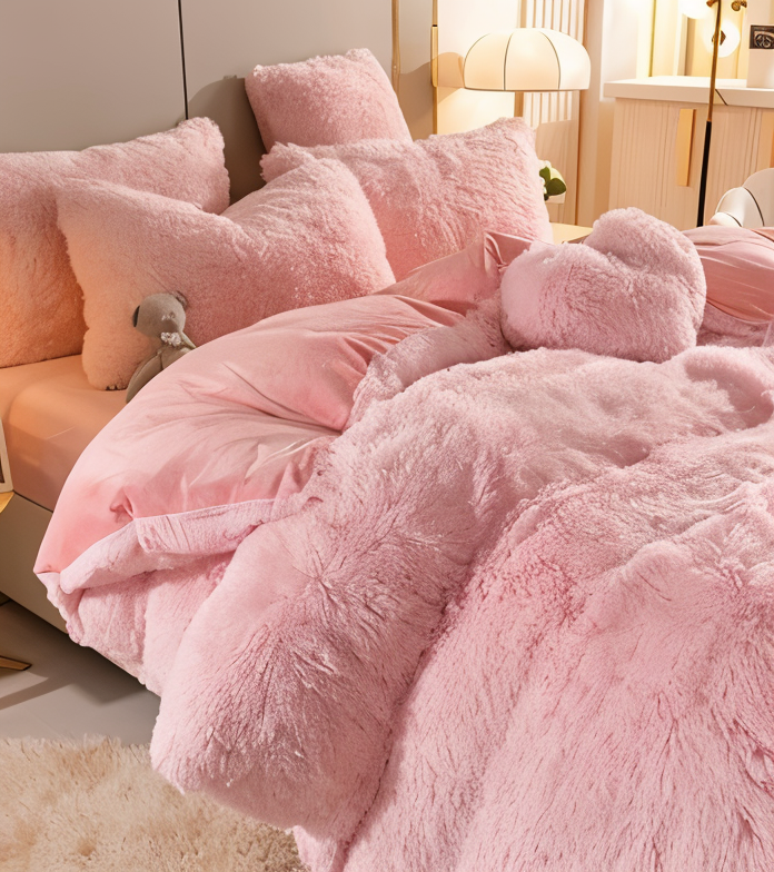 Plush Fleece Bedding Set with Duvet Cover and Pillowcases