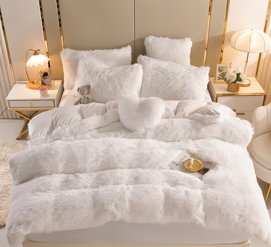 Plush Fleece All-Season Bedding Set with Duvet Cover and Pillowcases