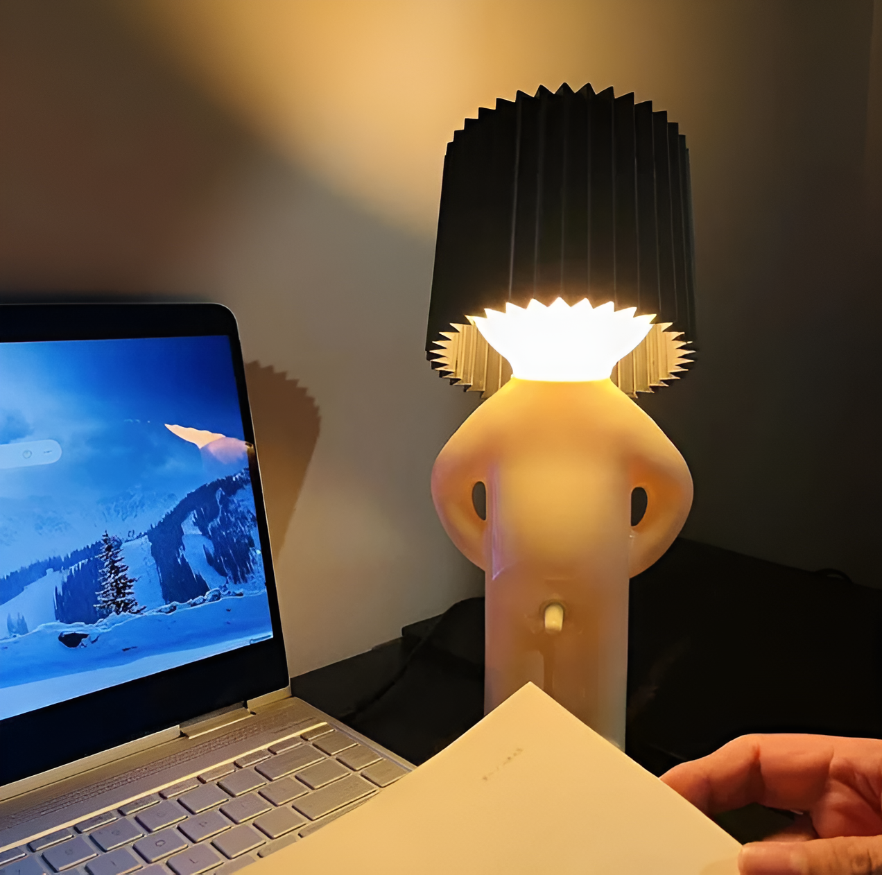 Creative LED Table Lamp - Shy Boy Design for Cozy Ambiance