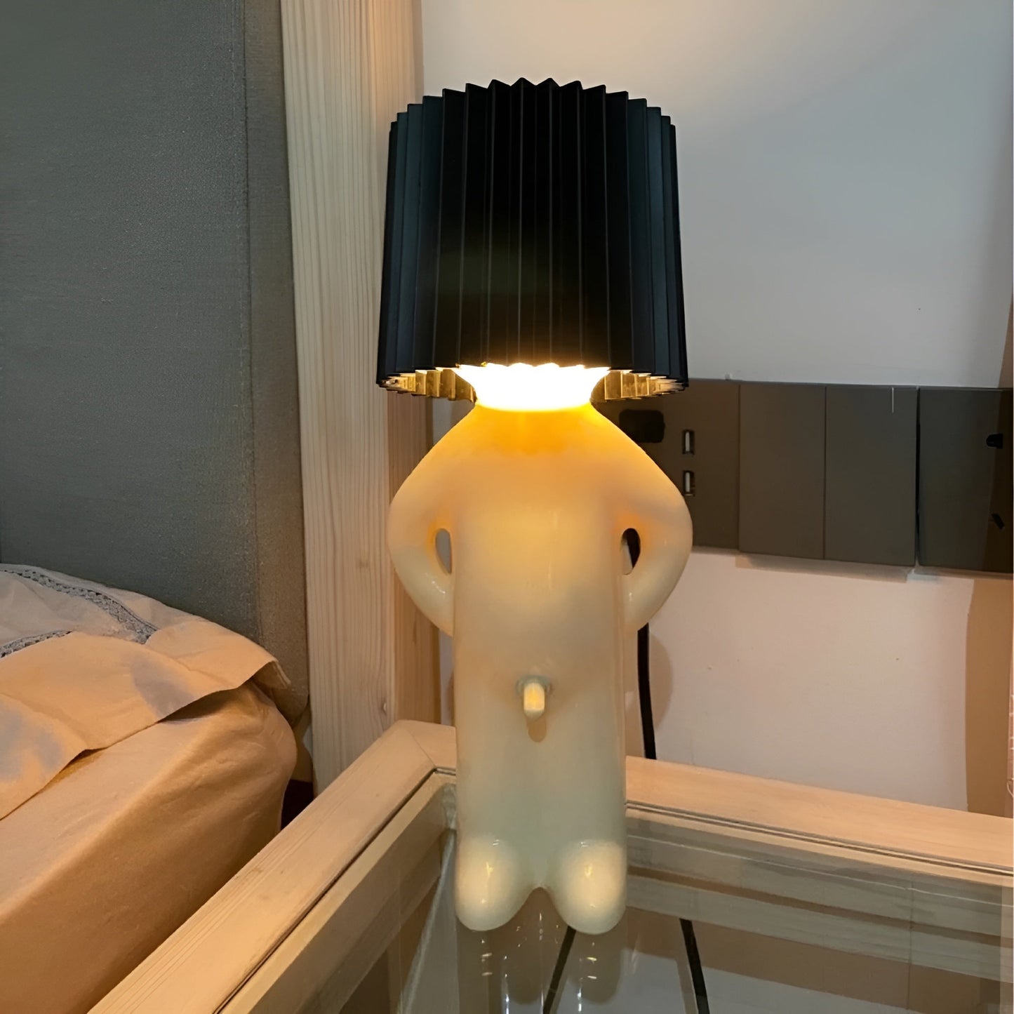 Creative LED Table Lamp - Shy Boy Design for Cozy Ambiance