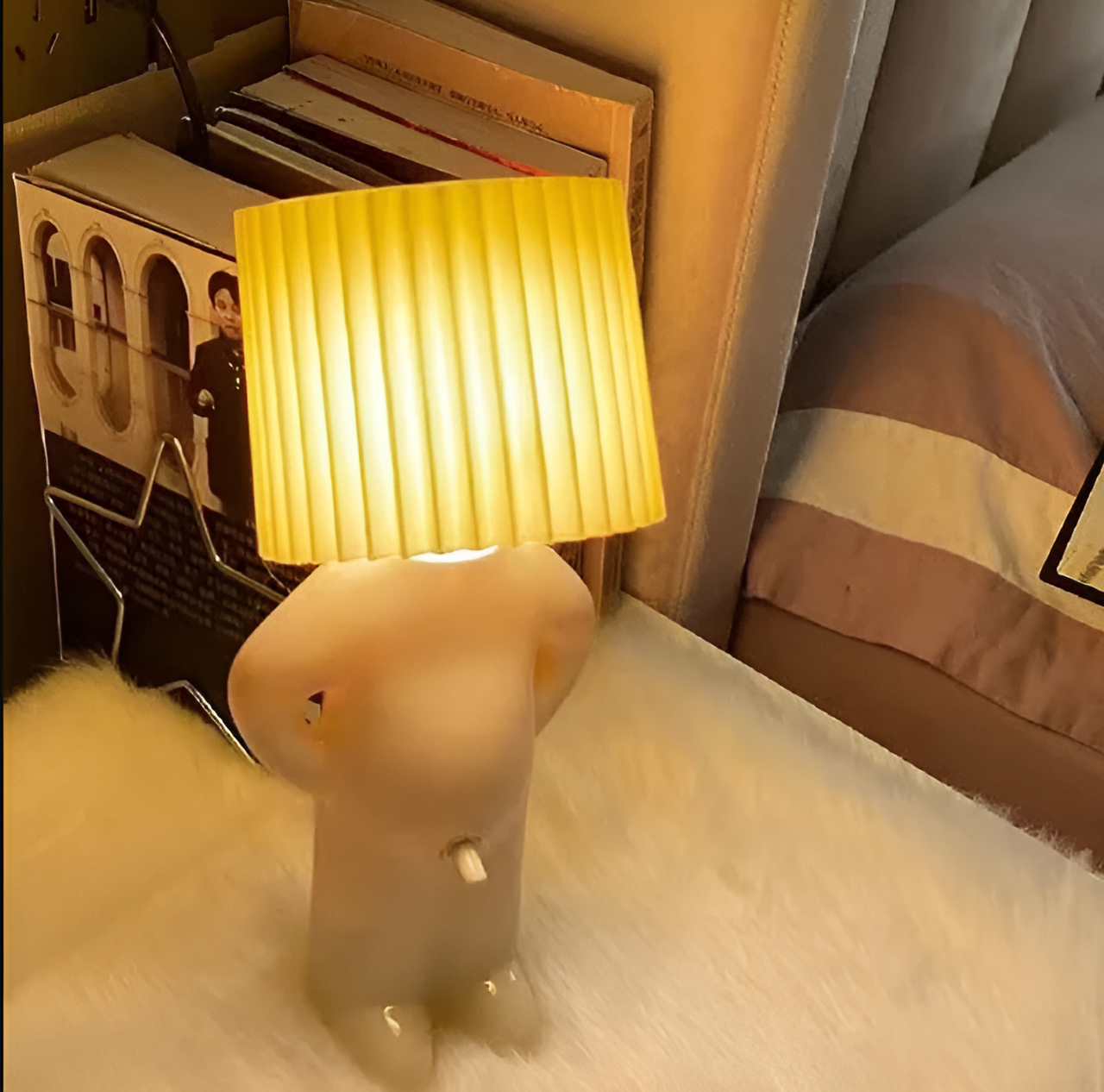 Creative LED Table Lamp - Shy Boy Design for Cozy Ambiance