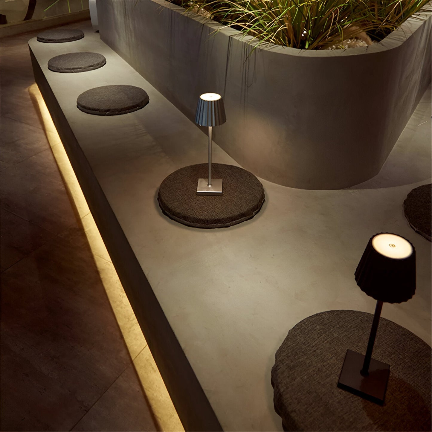 Cordless Touch-Dimmable LED Table Lamp with Pleated Shade
