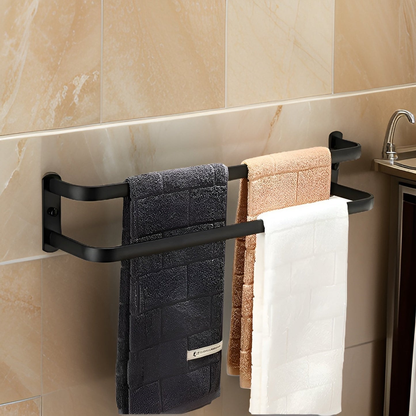 Modern Aluminum Wall-Mounted Towel Rack with 3 Levels