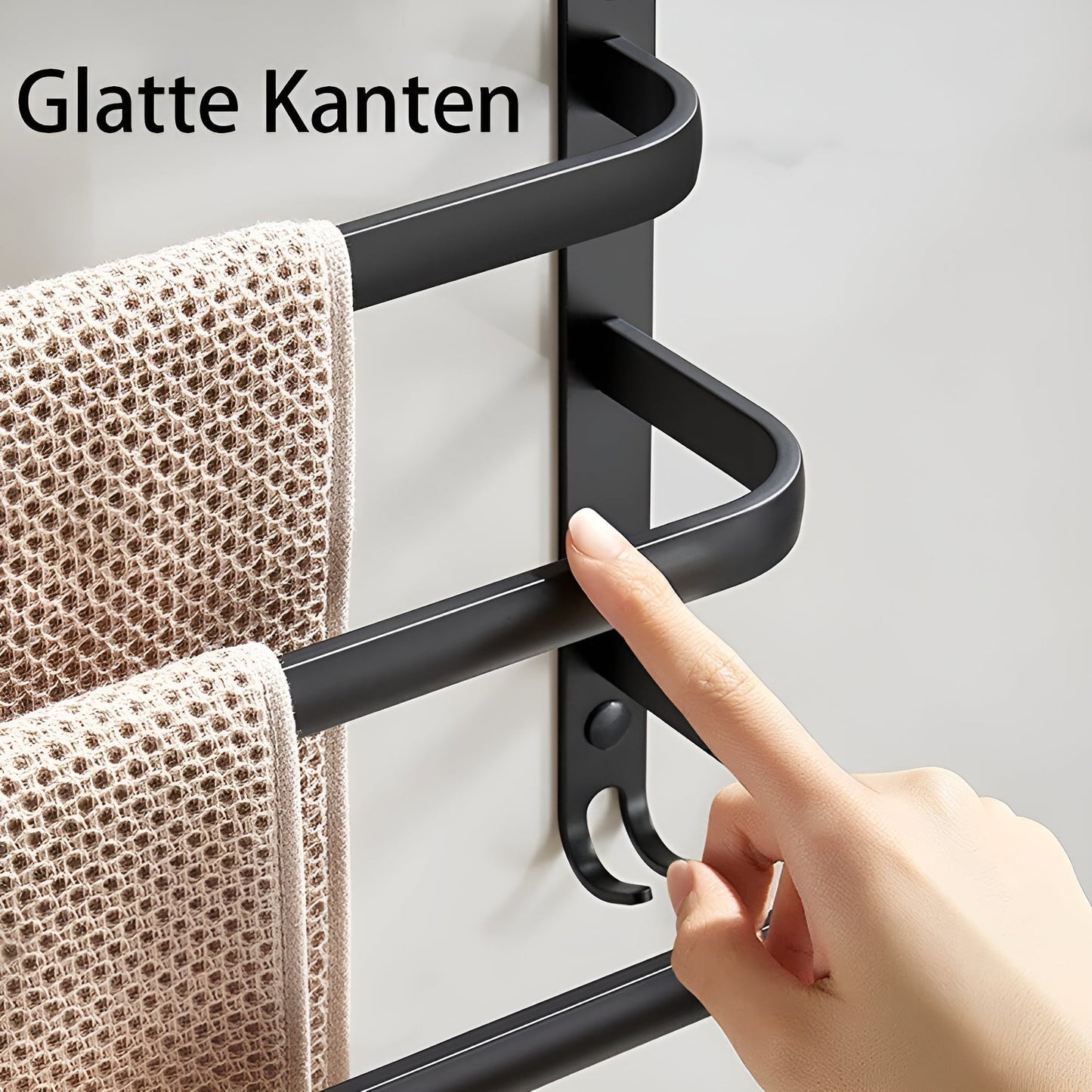 Modern Aluminum Wall-Mounted Towel Rack with 3 Levels
