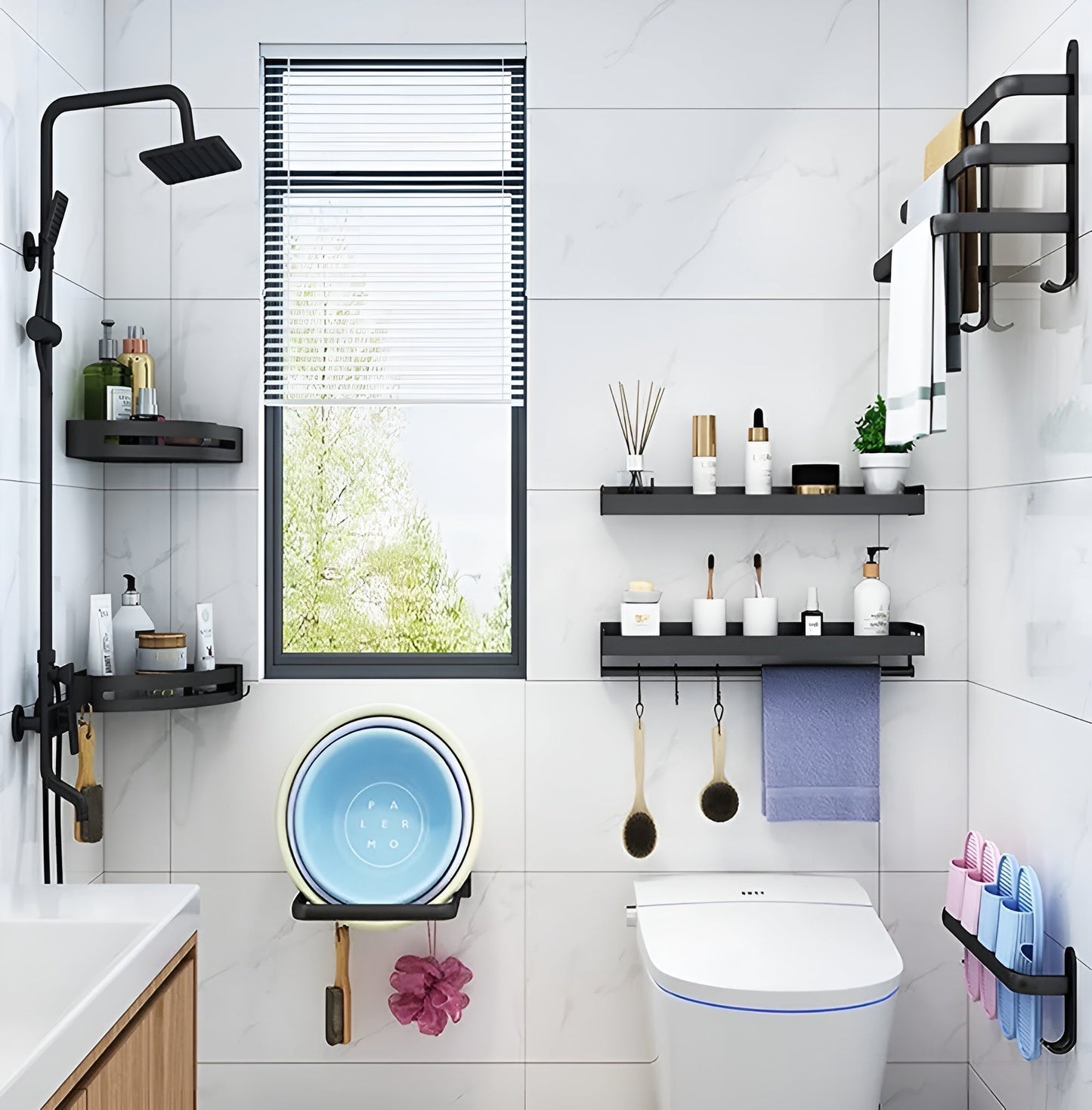 Modern Aluminum Wall-Mounted Towel Rack with 3 Levels