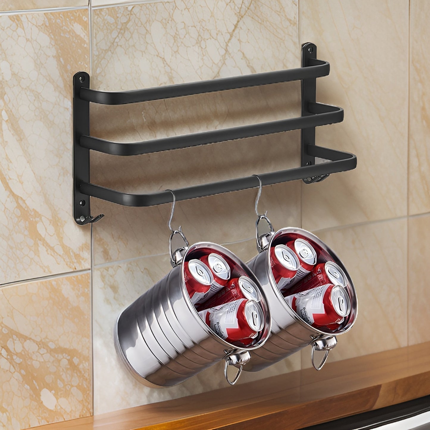 Modern Aluminum Wall-Mounted Towel Rack with 3 Levels