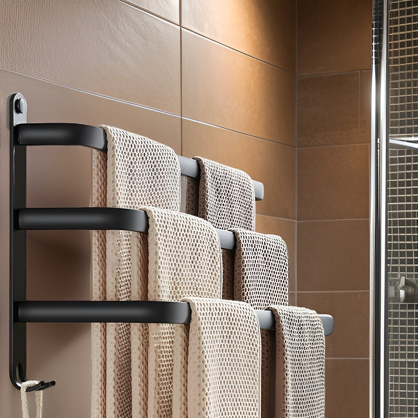 Modern Aluminum Wall-Mounted Towel Rack with 3 Levels