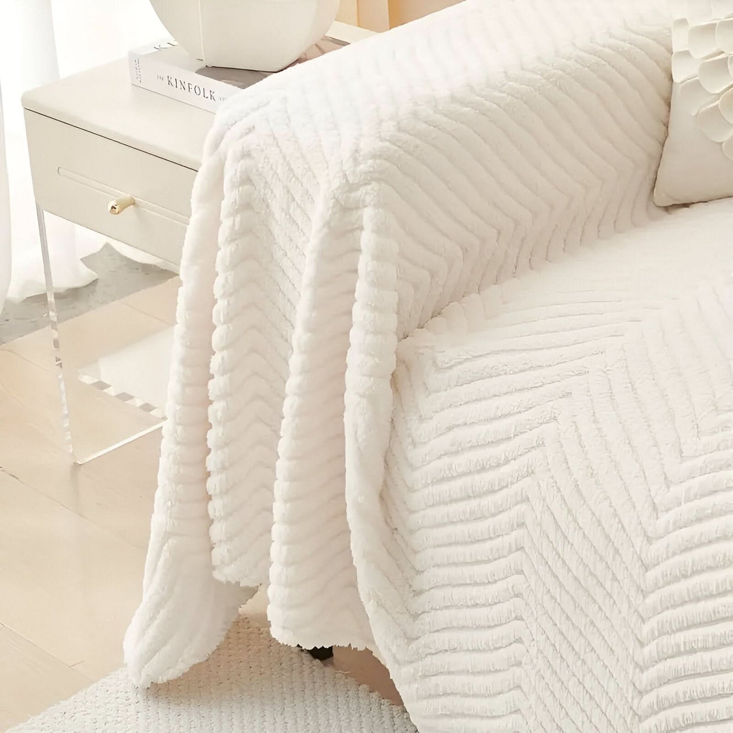 Non-Slip Geometric Shu Velveteen Sofa Cover