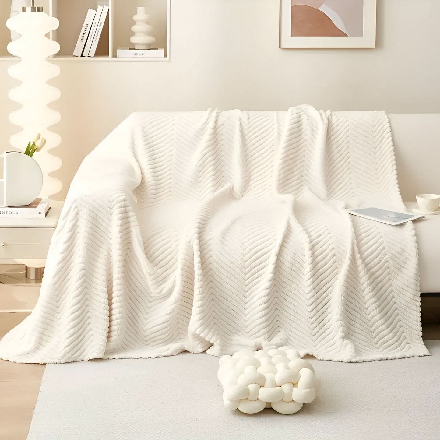 Non-Slip Geometric Shu Velveteen Sofa Cover