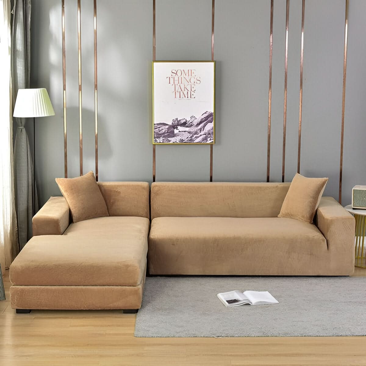 Soft Fleece Sofa Cover with Non-Slip Fit