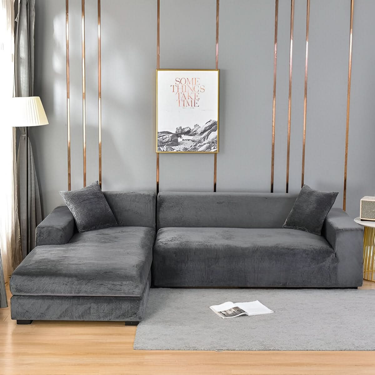 Soft Fleece Sofa Cover with Non-Slip Fit