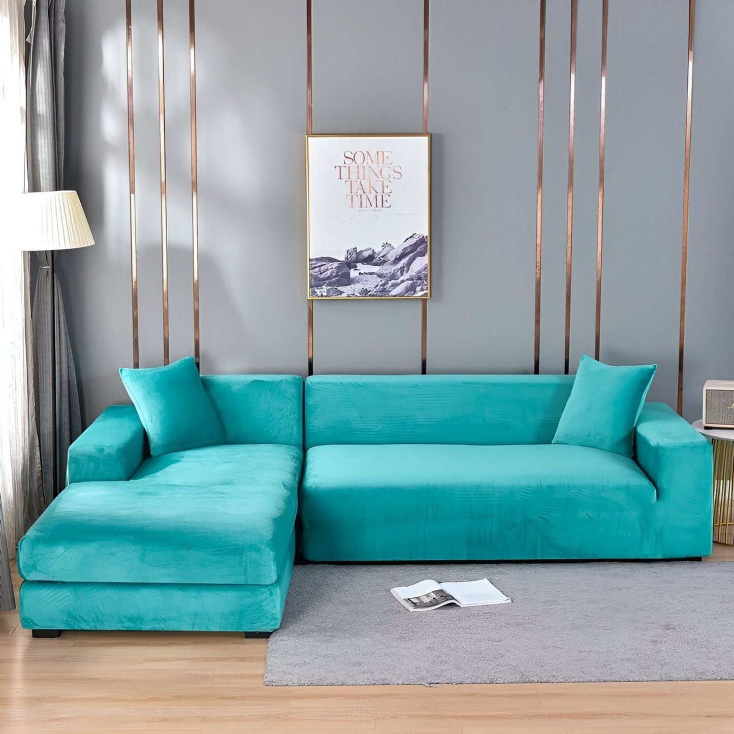 Soft Fleece Sofa Cover with Non-Slip Fit