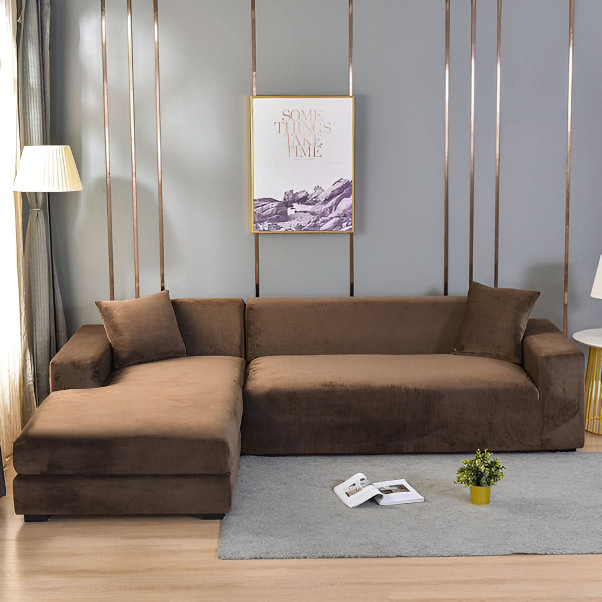 Soft Fleece Sofa Cover with Non-Slip Fit