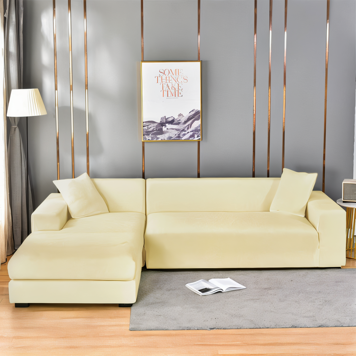Soft Fleece Sofa Cover with Non-Slip Fit