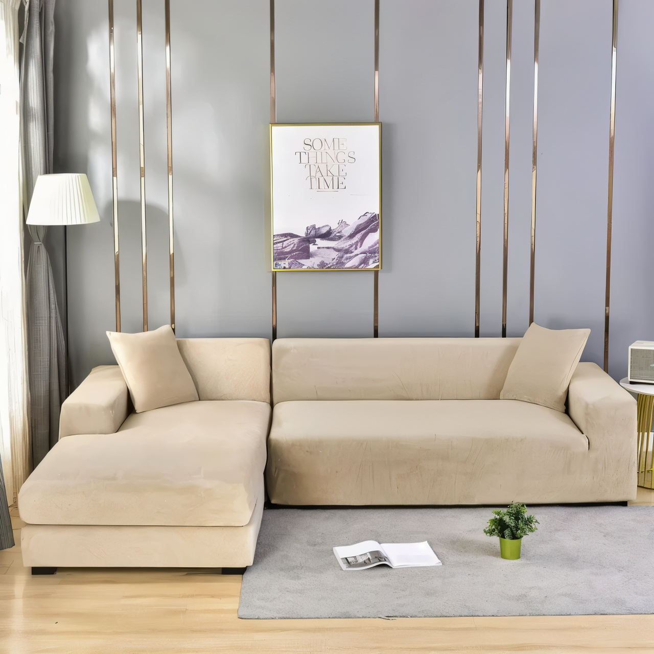 Soft Fleece Sofa Cover with Non-Slip Fit