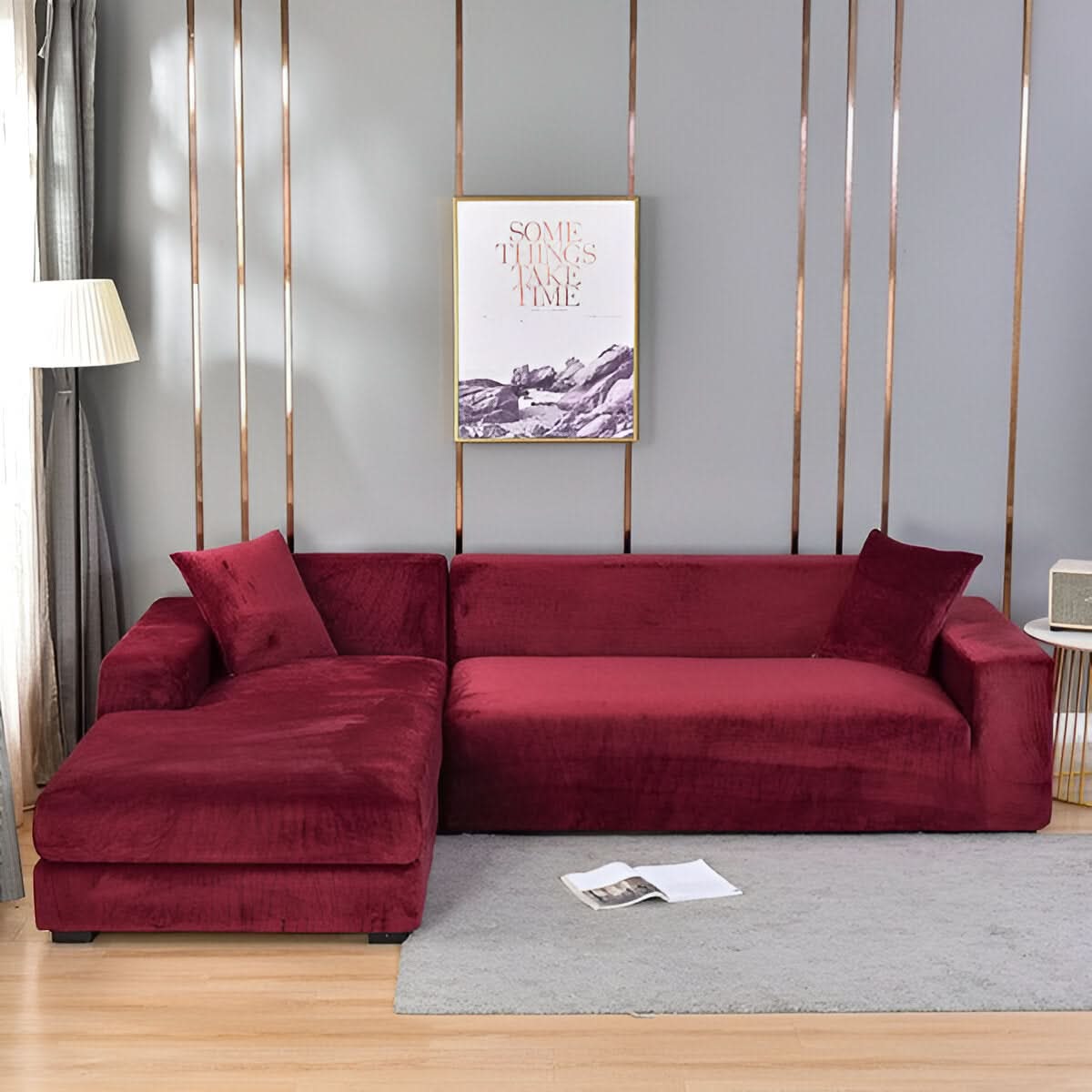 Soft Fleece Sofa Cover with Non-Slip Fit