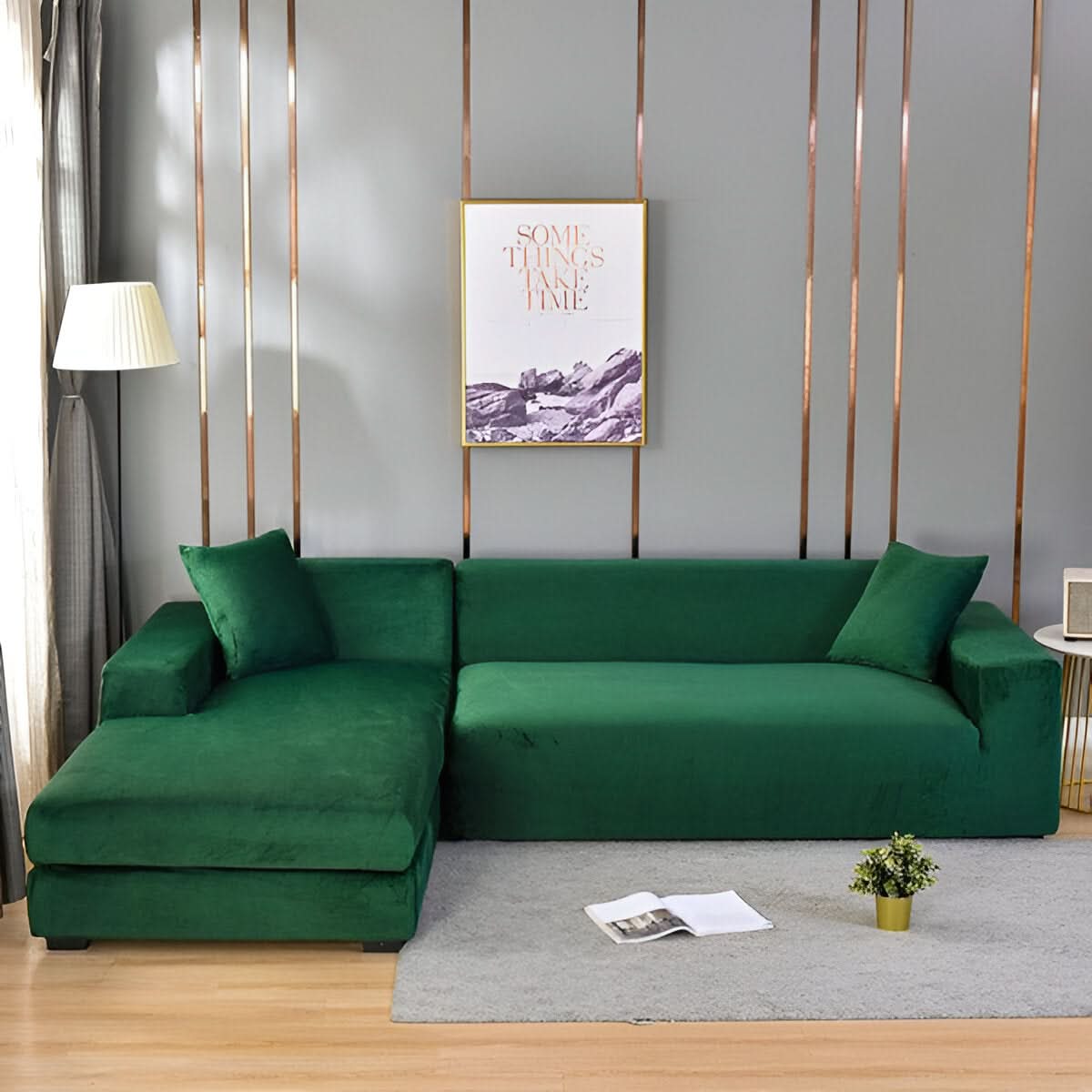 Soft Fleece Sofa Cover with Non-Slip Fit