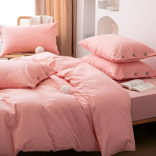 Breathable Cotton Duvet Cover Set with Two Pillowcases