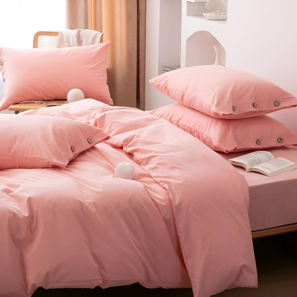 Breathable Cotton Duvet Cover Set with Two Pillowcases