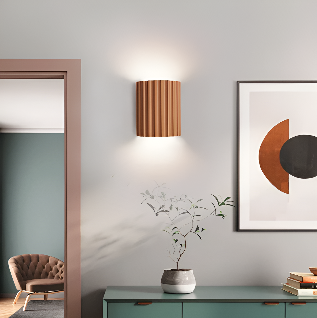 Striped Resin LED Wall Light for Modern Scandinavian Decor