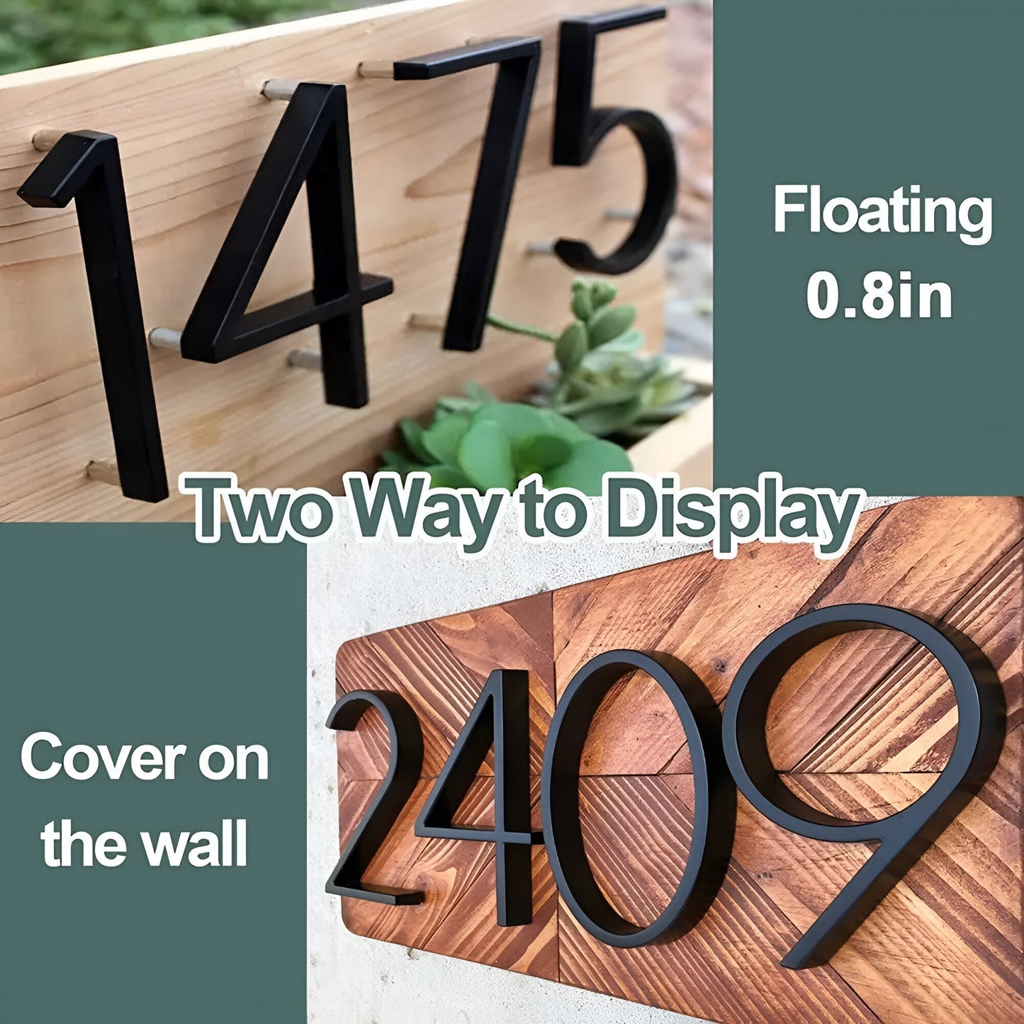 Modern Black Zinc Alloy House Number Sign