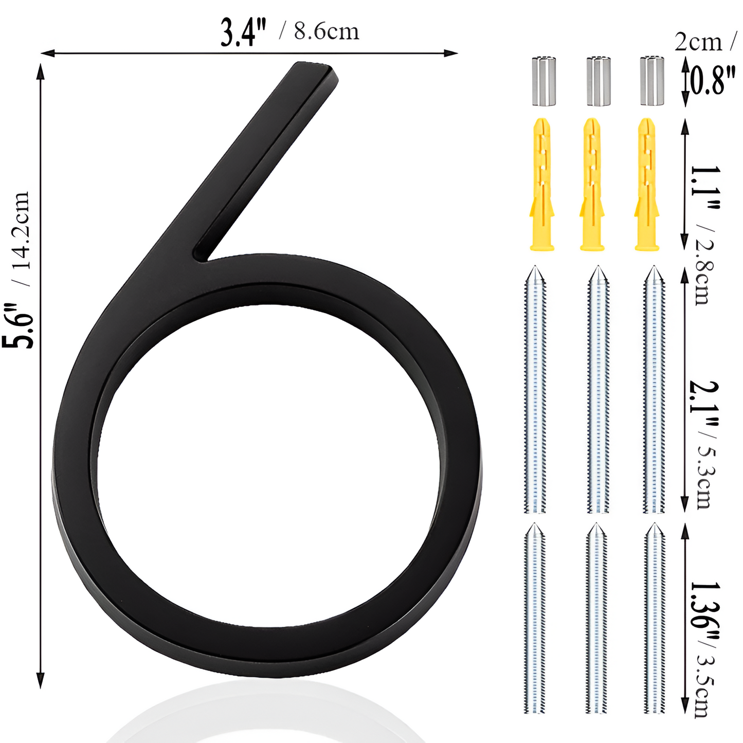 Black Zinc Alloy House Number Sign - Modern Weather-Resistant Address Plaque