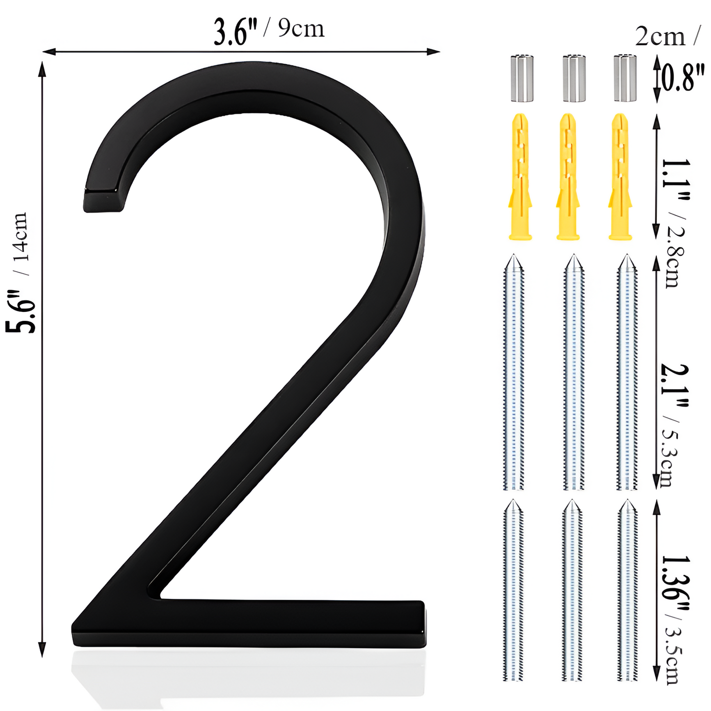 Black Zinc Alloy House Number Sign - Modern Weather-Resistant Address Plaque