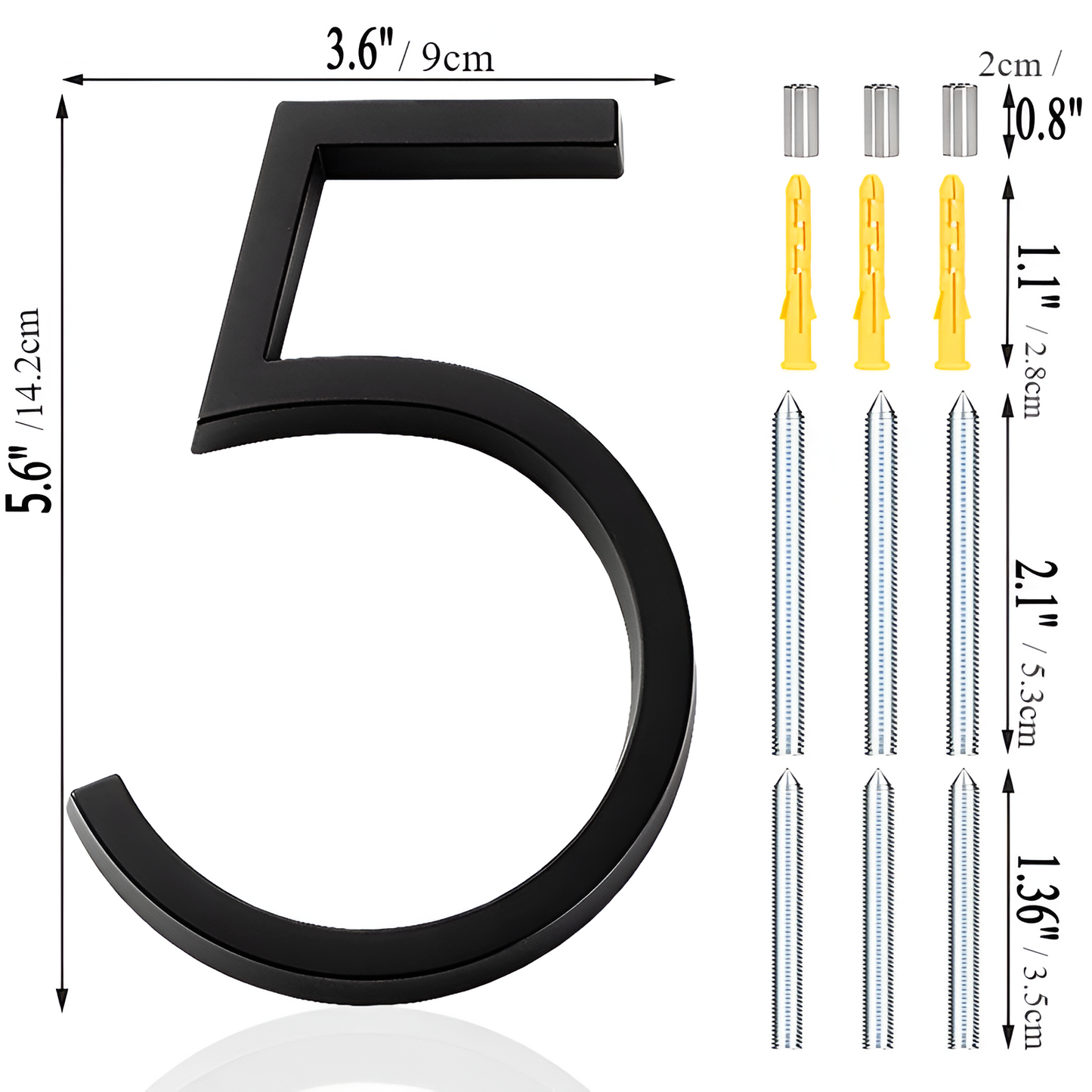 Modern Black Zinc Alloy House Number Sign