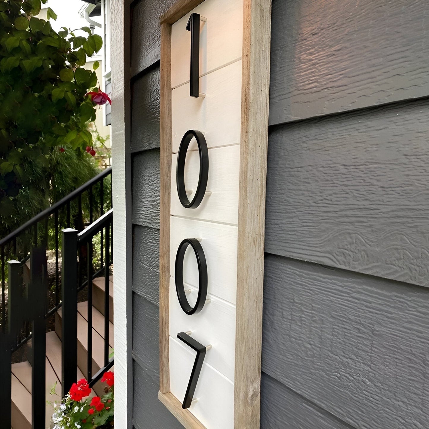Black Zinc Alloy House Number Sign - Modern Weather-Resistant Address Plaque