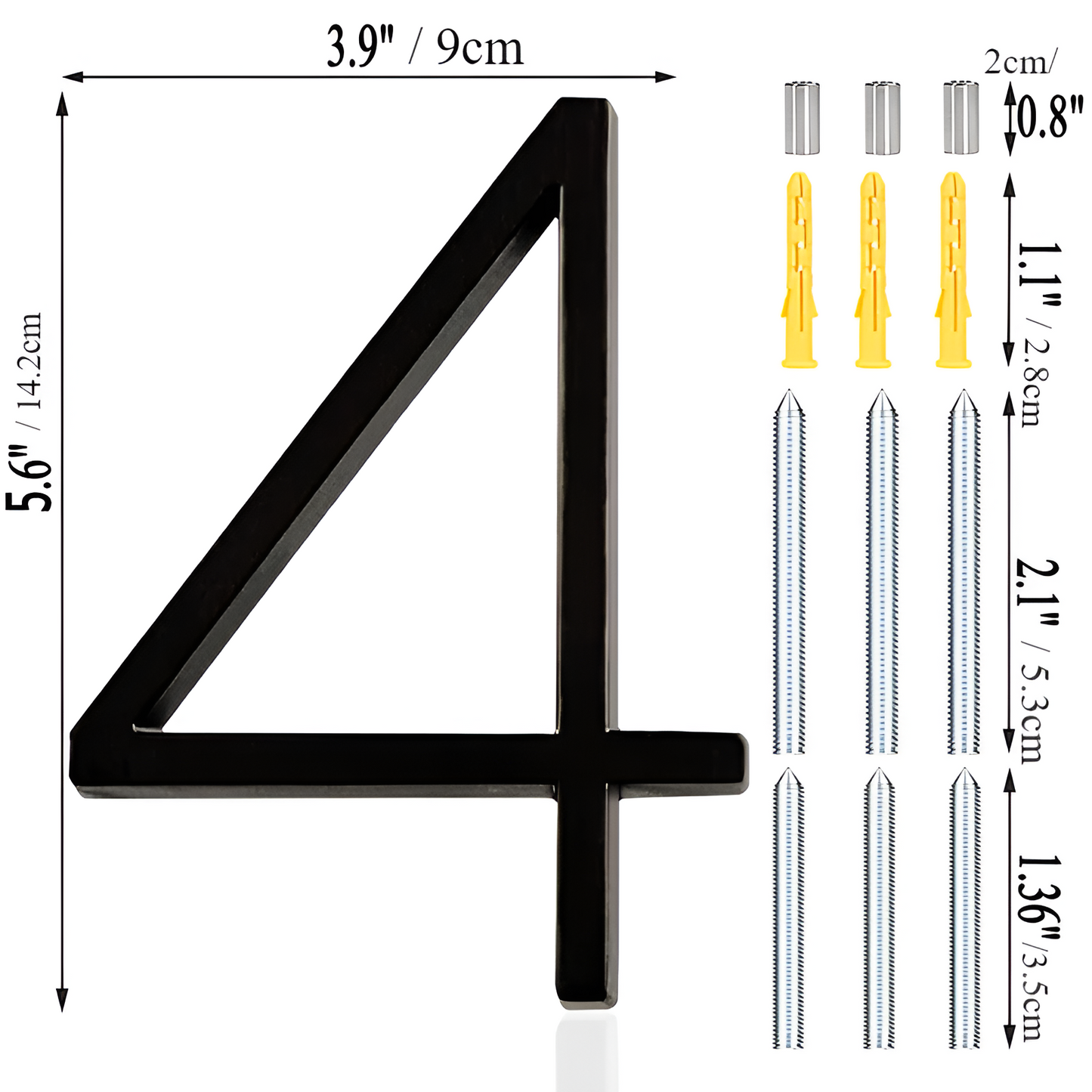 Modern Black Zinc Alloy House Number Sign