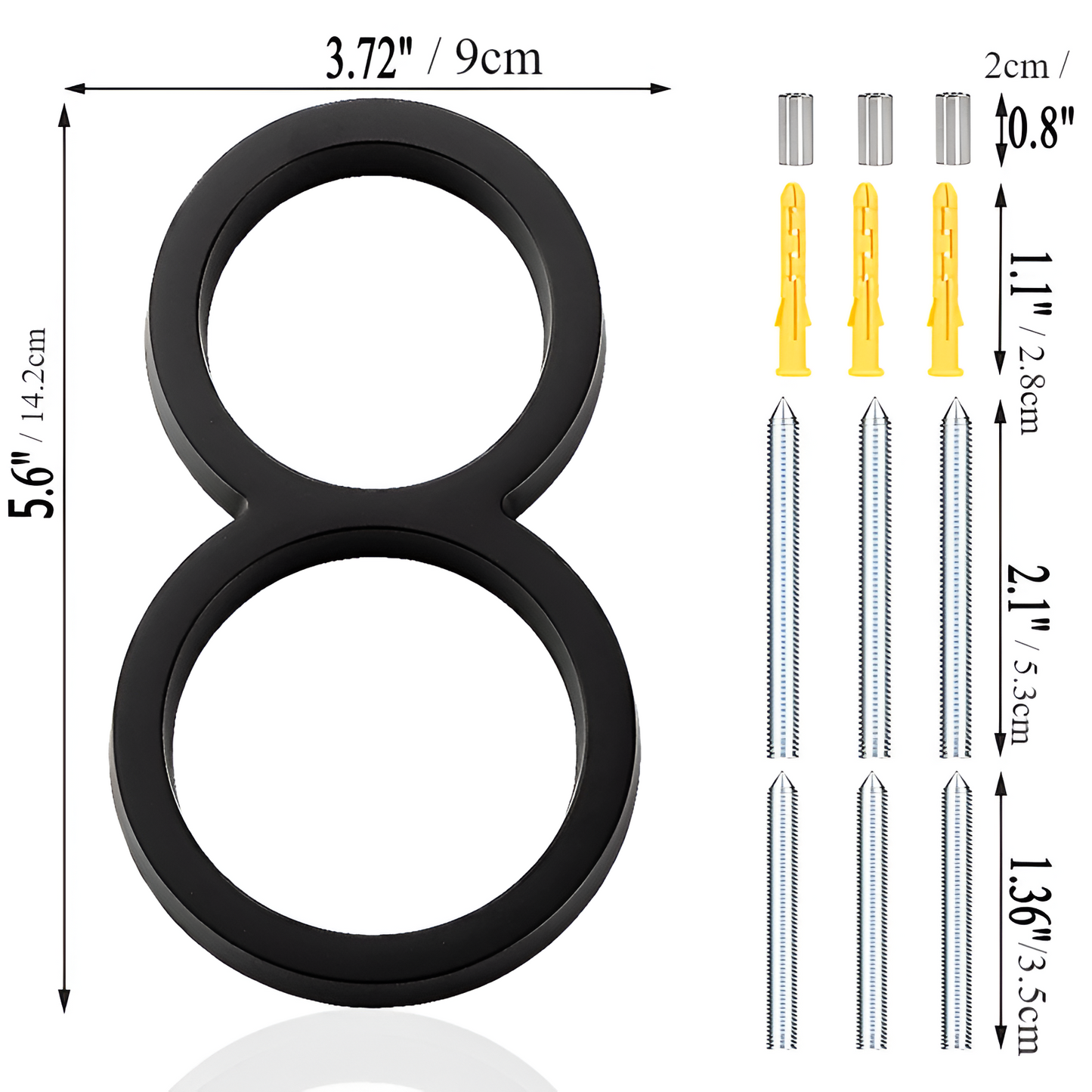 Black Zinc Alloy House Number Sign - Modern Weather-Resistant Address Plaque