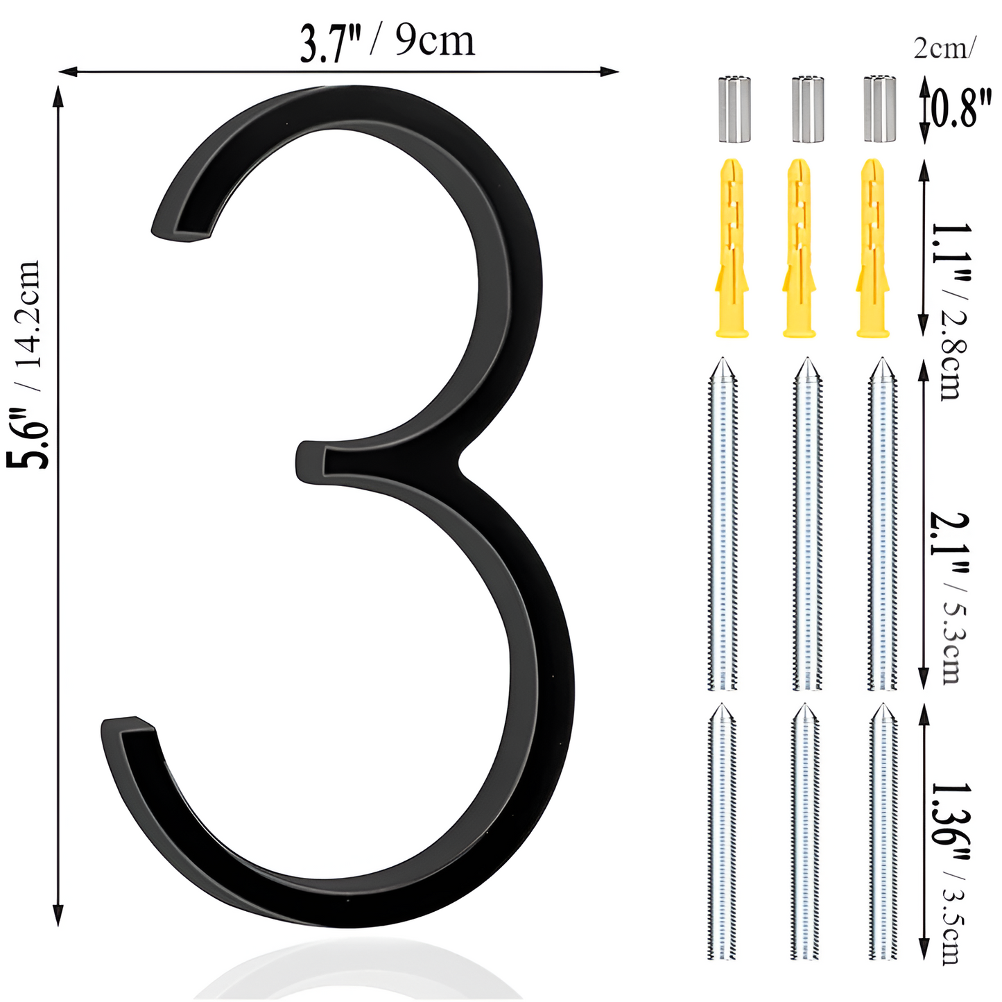 Black Zinc Alloy House Number Sign - Modern Weather-Resistant Address Plaque
