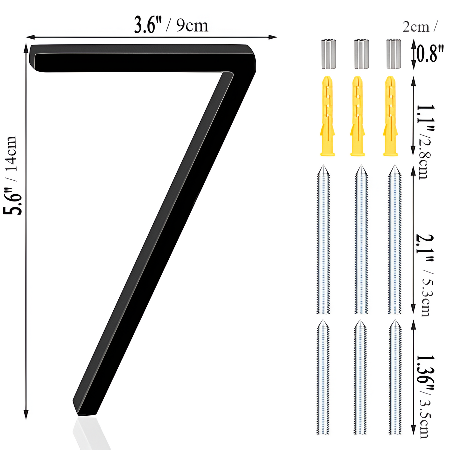 Modern Black Zinc Alloy House Number Sign