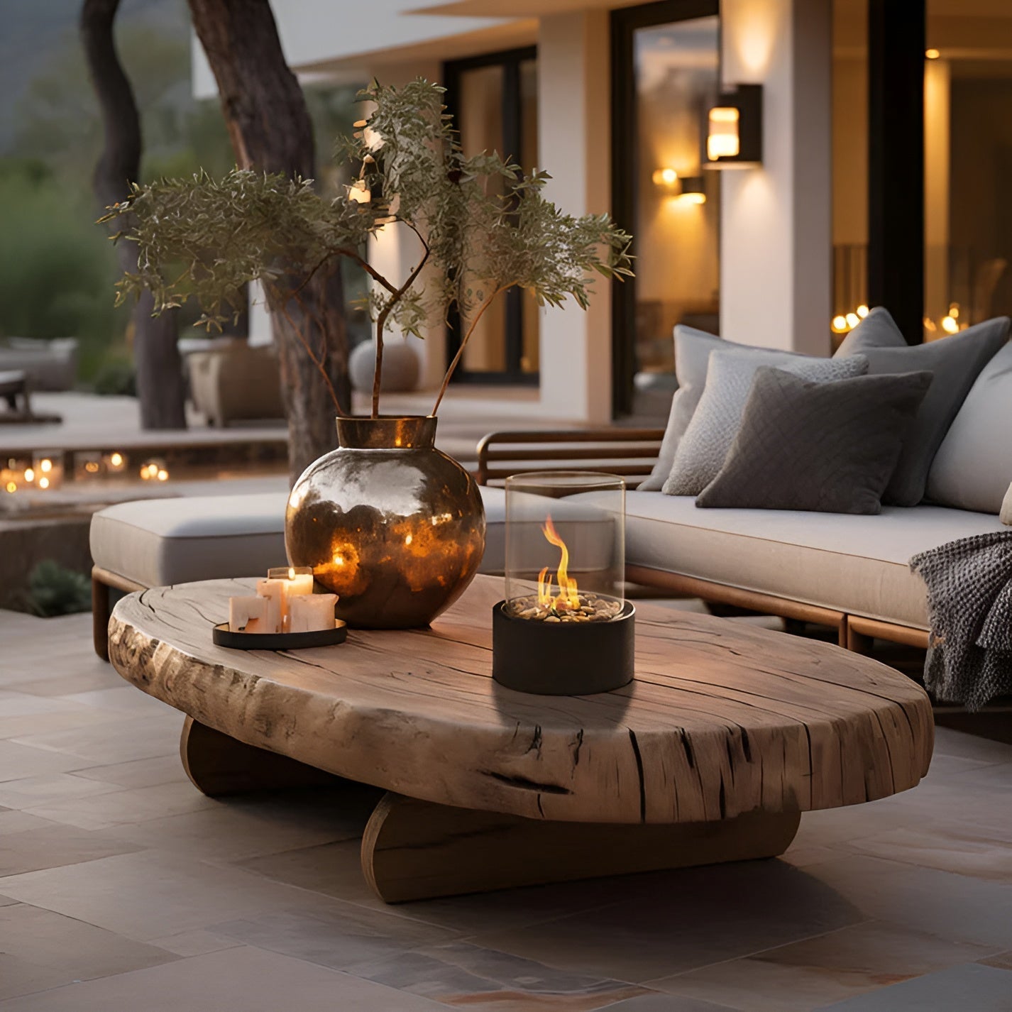 Stylish Black Metal Tabletop Fire Pit with Glass Enclosure