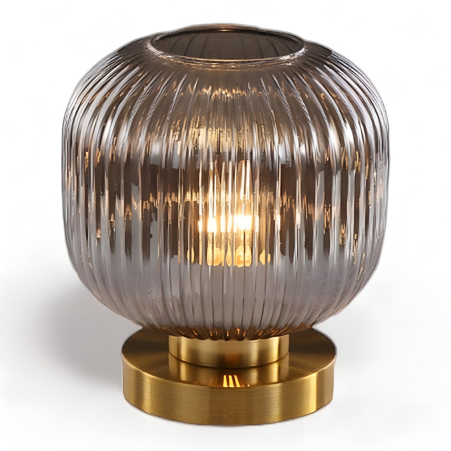 Ribbed Glass Scandinavian Table Lamp with Warm LED Light