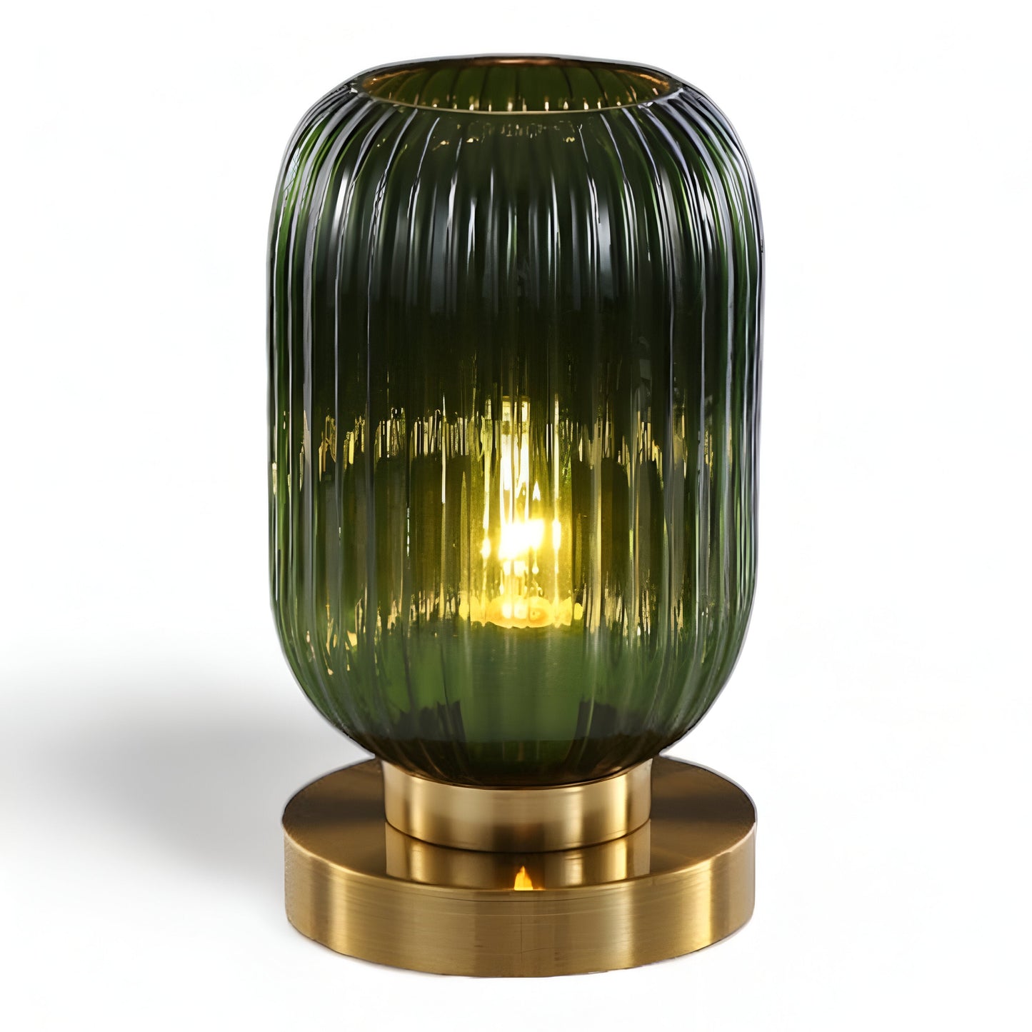 Ribbed Glass Scandinavian Table Lamp with Warm LED Light