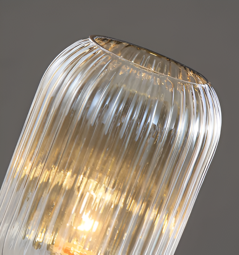 Ribbed Glass Scandinavian Table Lamp with Warm LED Light