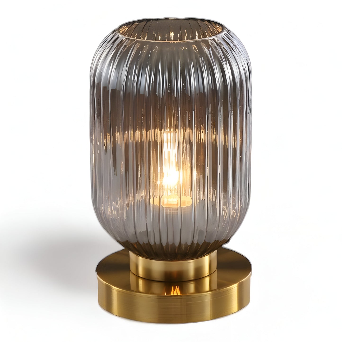 Ribbed Glass Scandinavian Table Lamp with Warm LED Light