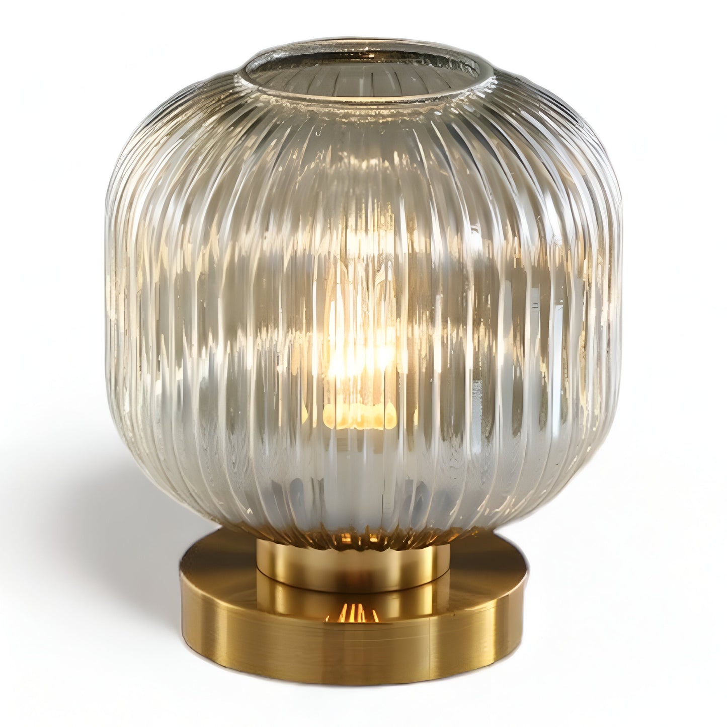 Ribbed Glass Scandinavian Table Lamp with Warm LED Light