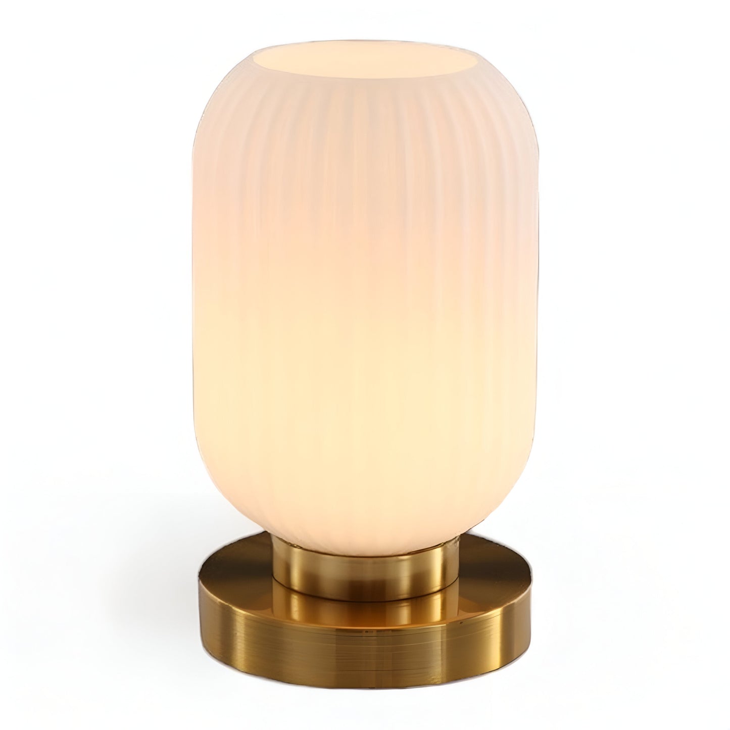 Ribbed Glass Scandinavian Table Lamp with Warm LED Light