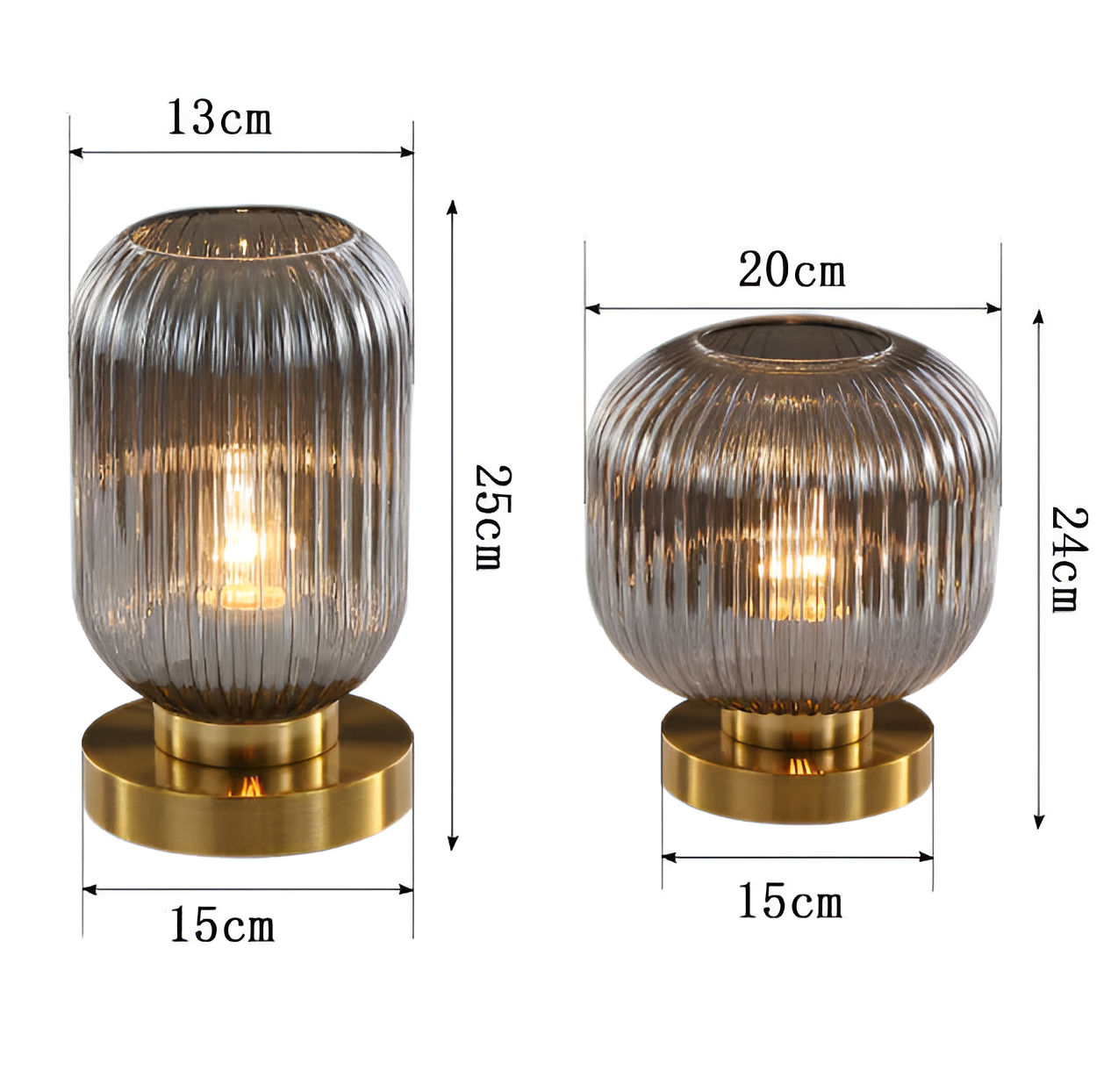 Ribbed Glass Scandinavian Table Lamp with Warm LED Light